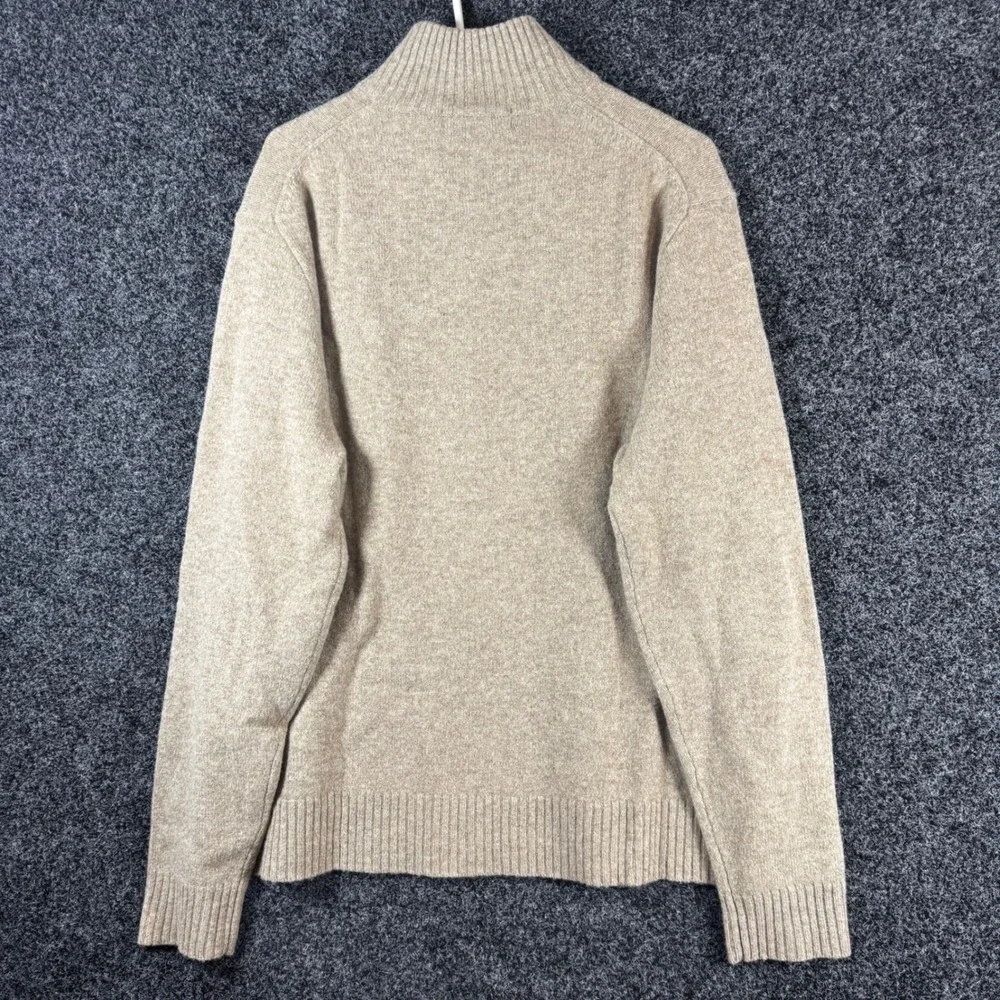 J. Crew Mens XL Lambswool Quarter Zip Sweater Tan Beige Heathered Mock Neck Knit
